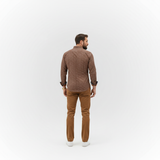 Long-sleeved mahogany floral shirt