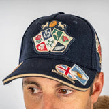 Casquette en velours BARBARIANS multi-nations bleu marine (zoom blasons)