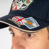 Casquette en velours BARBARIANS multi-nations bleu marine (zoom visière)