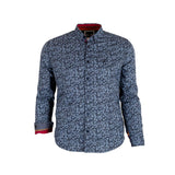 Chemise à manches longues homme grise en popline florale (vue de face)