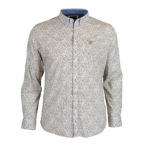 Chemise à manches longues blanche fleurie en popline