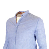 Chemise bleu ciel rayée à manches longues Blacks Legend (zoom poitrine et col)