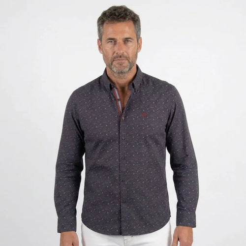 Chemise manches longues bleu marine à motif cachemire BACK TO LEGEND