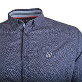 Chemise manches longues bleu marine imprimé à pois Blacks Legend (Zoom poitrine et col)