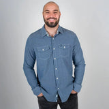 Chemise homme bleu moyen en chambray (manches longues) - Blacks Legend