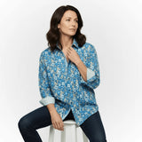 Chemise à manches longues femme à motif floral bleu BACK TO LEGEND