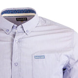 Chemise manches longues bleu ciel à rayures Blacks Legend (Zoom poitrine et col)