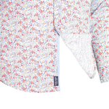 Chemise à manches longues homme bleu clair imprimé fleuri multicolore (zoom boutonnière)