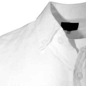 Chemise blanche à manches longues en lin Blacks Legend (Zoom sur le col)