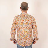 Chemise à manches longues orange à motif floral en voile de coton (vue de dos)