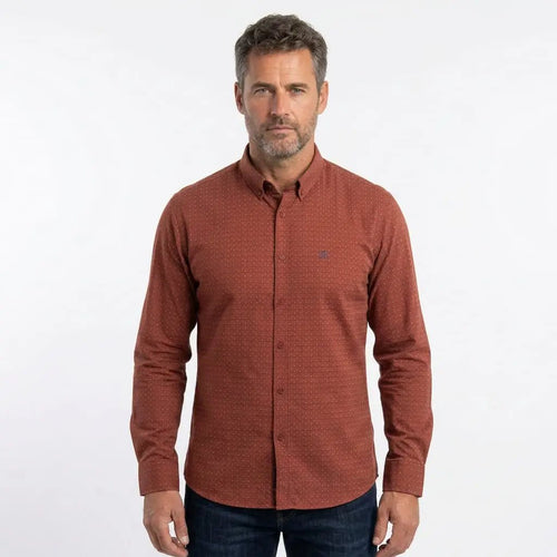 Chemise BACK TO LEGEND homme rouge à manches longues en popline