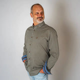 Chemise homme à manches longues marron en popline fantaisie