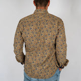 Chemise homme à manches longues beige imprimé fleural (vue de dos)