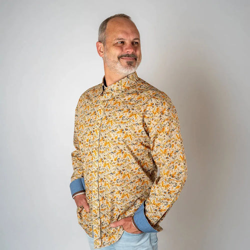 Chemise manches longues beige imprimé automnal - BACK to LEGEND