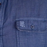 Chemise bleu indigo et sable à manches longues Blacks Legend (zoom broderie)