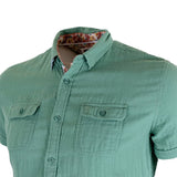 Chemise vert cactus 2 poches poitrine Blacks Legend (zoom sur les poches et le col)