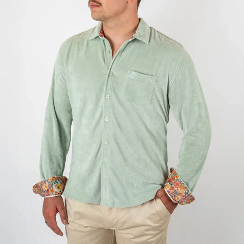 Chemise vert clair en tissu éponge pour Hommes - BACK LEGEND