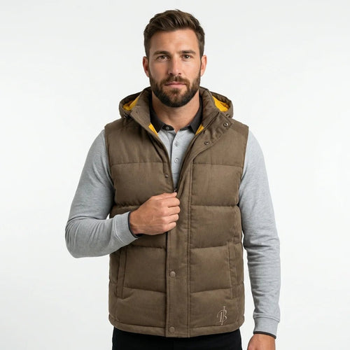 Doudoune sans manches bimatière marron - Back to Legend