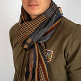 Écharpe homme en laine beige effet patchwork à carreaux BACK to LEGEND