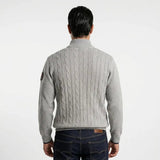 Gilet homme zippé gris chiné à maille torsadée BACK TO LEGEND
