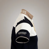 Polo Barbarians bicolore noir et écru (zoom épaule droite)