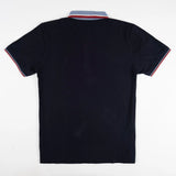 Polo homme BACK TO LEGEND bleu marine toucher peau de pêche (polo manches courtes à plat de dos)