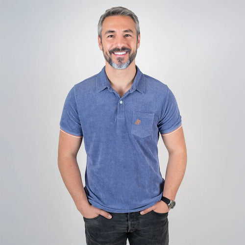 Polo bleu en tissu éponge pour Homme - Blacks Legend