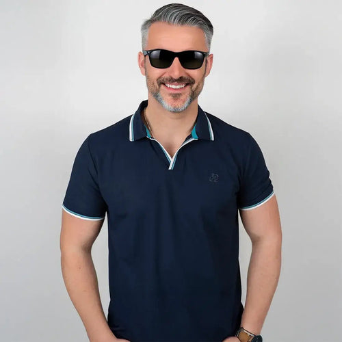 Polo pour hommes anti UV bleu marine BACK TO LEGEND