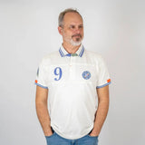 Polo blanc n°9 en coton jersey peau de pêche BACK to LEGEND