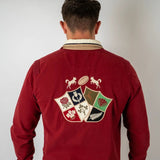 Polo homme à manches longues Barbarians rouge acajou (vue de dos)