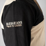 Polo à manches longues Barbarians bicolore noir/écru (zoom epaule droite)