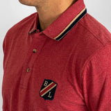 Polo homme Clubhouse rouge chiné à manches longues BACK to LEGEND (zoom poitrine)