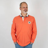 Polo orange à manches longues effet peau de pêche BACK to LEGEND