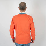 Polo orange à manches longues effet peau de pêche BACK to LEGEND (vue de dos)