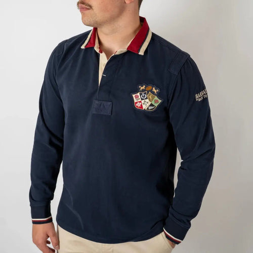 Polo bleu marine à manches longues Barbarians multi-badge