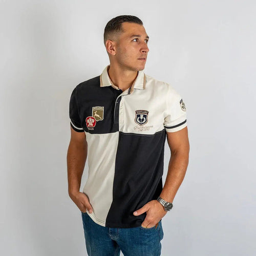 Polo multi-nation Barbarians bicolore (écru et noir)