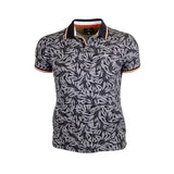 Polo noir imprimé feuilles tropicales Blacks Legend