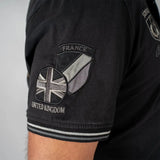 Polo noir à manches courtes multi badge Barbarians (manche droite)