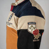 Polo patchwork multicolore Barbarians multi nations (vue de profil gauche)