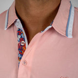 Polo homme rose pâle en jersey élasthanne Blacks Legend (zoom col)