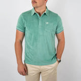 Polo homme vert amande en tissu éponge (vue de face)