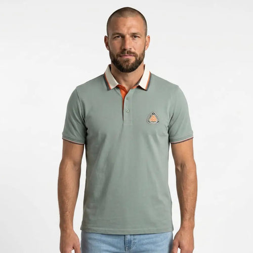 Polo homme BACK TO LEGEND vert écume toucher peau de pêche