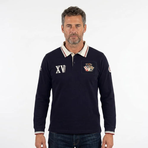 Polo XV Barbarians bleu marine toucher peau de pêche - BACK TO LEGEND