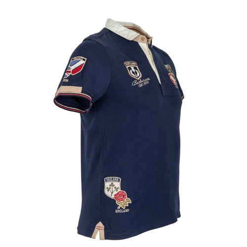 Vue de profil Polo Barbarians multi-nation bleu marine