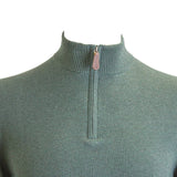 Pull camionneur vert en cachemire Blacks Legend (Zoom sur le col)