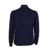 Pull full zip torsadé bleu marine en coton et cachemire (vue de dos)