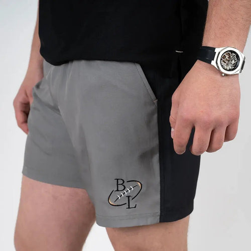 Short de bain tricolore gris/noir/beige BACK to LEGEND (vue de profil)