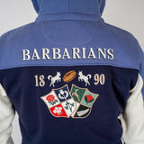 Sweat full zip à capuche Barbarians multi-nations BACK to LEGEND (zoom blason dorsal)