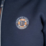 Sweat zippé bleu marine en néoprène BACK to LEGEND (zoom badge)