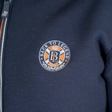 Sweat zippé bleu marine en néoprène BACK to LEGEND (zoom badge)